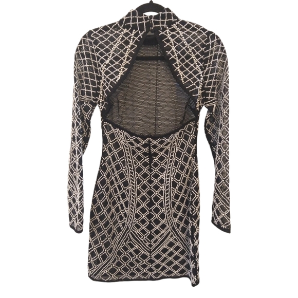 ASOS Black White Mesh and Pearl All Over Embellished Mini Dress. Size US 2 - Picture 2 of 8